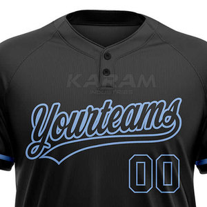 Vente directe d'usine, maillot de baseball personnalisé à deux boutons, manches courtes, 100% polyester, respirant, séchage rapide, unisexe, nouveau style - Product Image 3