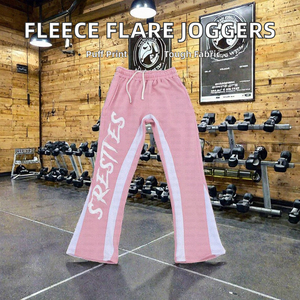 Hot Selling Lightweight Fleece Flared Sweatpants <b>Stacked</b> Track Pants Women's <b>Jogger</b> Elastic Waist Custom Puff Printing - Product Image 2