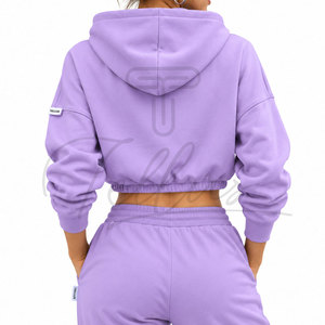 Sudadera con Capucha de Algodón para Mujer, Nueva Llegada, Sudaderas Personalizadas, Sudadera Corta con Capucha - Product Image 3