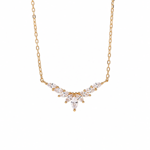 Collar de Oro Rosa de 14K con Diamante Cultivado en Laboratorio, Diseño de Hoja Marquise, Collar con Alas Marquise, Cadenas de Oro Fino, Collar para Boda - Product Image 2