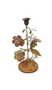 Bougeoir de Noël à fleurs rustiques dorées Chandelier de vacances de festival de créateurs pour l'artisanat à la maison et la fête à usage festif - Product Image 1