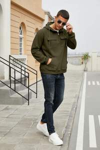 Sudadera Clásica para Hombre, Corte Regular, Negra, con Media Cremallera, Bolsillo Frontal, Capucha con Cordón, Invierno, Secado Rápido, Transpirable y Cómoda - Product Image 5