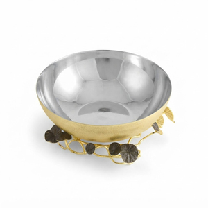 Bol décoratif en acier inoxydable plaqué or avec poignée en fleur de cerisier, élégant, artisanal, en émail, vaisselle en métal, décoration de table - Product Image 3