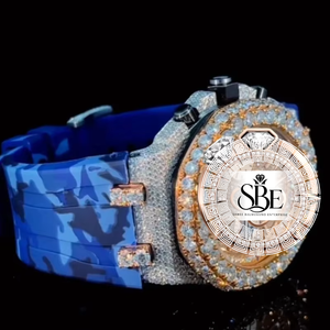 Montre de luxe pour homme de qualité supérieure, cadran blanc squelette simple de 41 mm en acier inoxydable, mouvement à quartz ETA sertie de diamants, verre saphir - Product Image 1