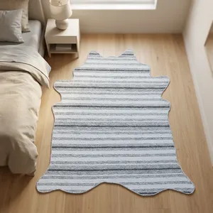 Alfombra HILTEX Hecha a Mano, Reversible, a Rayas, con Base de Poliéster y Látex, Lavable y Apta para Mascotas, Diseño Moderno para el Hogar y Camping - Product Image 2