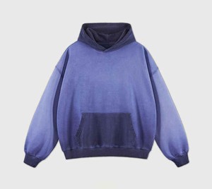 เสื้อฮู้ดดี้ผู้ชายทรงโอเวอร์ไซส์ ล้างสีแบบวินเทจ ผ้าฝ้ายฟลีซเนื้อนุ่ม สวมใส่สบาย สไตล์สตรีทแวร์ - Product Image 2