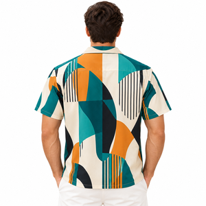 Camisa Hawaiana de Manga Corta para Hombre, con Botones, de Poliéster Satinado de Secado Rápido, con Diseño de Logotipo Personalizado y Estampado por Sublimación - Product Image 2