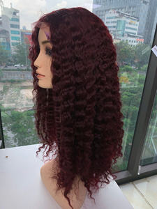 Vente en gros de perruque vierge Remy bouclée longue perruque de fermeture en dentelle de cheveux vietnamiens de couleur noire et brune - Product Image 4