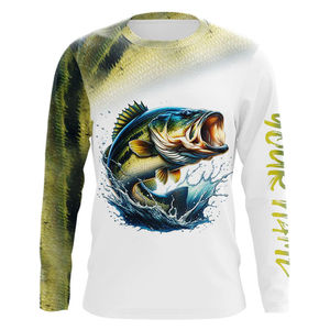 Fishing Long Sleeve Shirt Men White American Flag Print Quick Dry UPF 50 Polyester Sublimation Transfer Print - Product Image 6