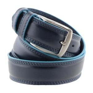 Ý thương hiệu nổi tiếng của nam giới vành đai da màu xanh với ánh sáng màu xanh biên giới chất lượng cao 4 cm chiều rộng 6 cái mỗi hộp cho xuất khẩu - Product Image 1