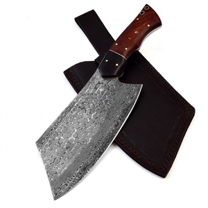 Couteaux de cuisine en gros avec lame à motifs faite à la main, manche en bois durable et tranchant aiguisé pour la cuisine commerciale et la préparation alimentaire - Product Image 5