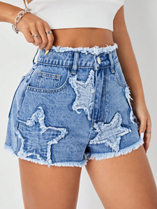 Shorts de Mezclilla para Mujer, Cintura Alta, a la Moda, Súper Desgastados, con Lavado a la Piedra Personalizado para un Look Moderno - Product Image 4