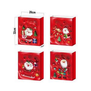 Set di 12 Sacchetti Regalo Rossi con Design Natalizio a Cartone Animato, con Manici, Misure Assortite per Feste di Compleanno, 12 Pezzi per Regalini - Product Image 4
