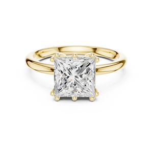 Anillo de Compromiso de Oro Amarillo de 14K con Diamante Cultivado en Laboratorio Certificado por IGI de 2 CT, Corte Princesa, para Aniversario o Boda - Product Image 1