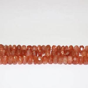 Perles de rondelle à facettes en pierre de soleil naturelle 5-6mm brin de 13 pouces pour la fabrication de bijoux - Product Image 1