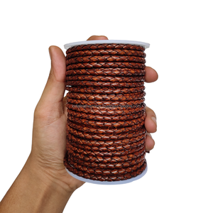 3mm Antique Dark Brown Shine Bolo <b>Braided</b> Leather <b>Cord</b> Premium Leather <b>Cord</b> for Jewelry Making - Product Image 3