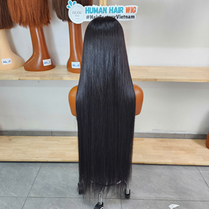 Perruque sans colle ultra-lisse 34 pouces avec closure 5x5, cheveux humains vierges, couleur noir naturel, densité 200, taille de bonnet moyenne - Product Image 3