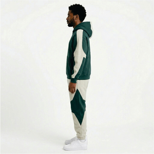 Ensemble de survêtement vert et crème pour homme – Sweat à capuche et pantalon de jogging - Product Image 5