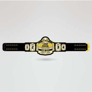 Ceinture de championnat de lutte MANIAK, sangle noire, plaques métalliques dorées, équipement sportif personnalisé, ceinture de championnat personnalisée, sur mesure - Product Image 2