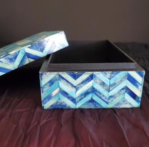 Cajas de Joyería Modernas con Diseño en Zig Zag, Hechas a Mano, Ecológicas y Únicas, Artesanías de Resina 3D con Incrustaciones de Hueso para Decoración del Hogar - Product Image 4