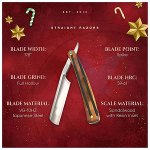 Straight <b>Razor</b> Shave Ready Japanese Steel Straight <b>Razors</b> For <b>Men</b> With Sandalwood Scale Protective Case Included For Ultra Close - Product Image 6