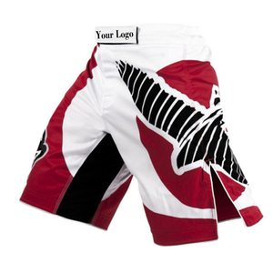 Shorts MMA pour homme noir et blanc avec imprimé crâne et éclairs, ajustés, anti-humidité, séchage rapide, légers, respirants, en polyester - Product Image 2