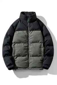 LUXE ATTIRE INDUSTRY Men's Puffer Hooded Warm <b>Waterproof</b> Winter Outerwear Light <b>Grey</b> Fur Shell Filled Bomber Style <b>Jacket</b> - Product Image 3