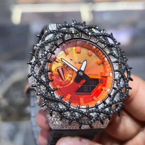 Iced Out Moissanite <b>Watch</b> Stainless Steel Case Sapphire Crystal Analog Quartz Unisex Hip Hop Streetwear Stylish Jewelry - Product Image 3