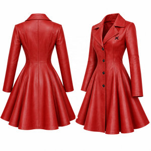 Manteau en cuir véritable pour femmes |   Bleu Noir Rouge |   Fabricant OEM ODM |   Conception de qualité supérieure |   Vêtements en cuir | - Product Image 3