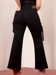 Jet Black Denim Women's <b>Boot</b> Cut Knee-Length Jeans-Eco-Friendly Vintage Style - Product Image 4