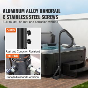 Maniglione Laterale per Spa Regolabile in Altezza e Rotazione a 360°, 48-63 Pollici, in Alluminio Antiruggine, Barre di Supporto per Vasca Idromassaggio - Product Image 1