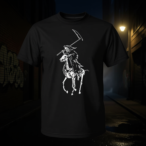 Camiseta Polo Grim Reaper Vintage Death Negra para Hombre, Talla Grande, Manga Corta, Cuello Redondo, Impresión Serigráfica - Product Image 3