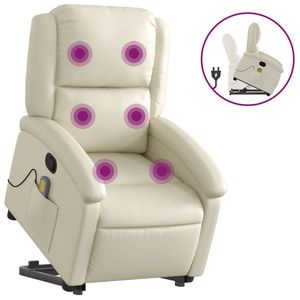 Fauteuil inclinable de massage en similicuir crème - Product Image 2