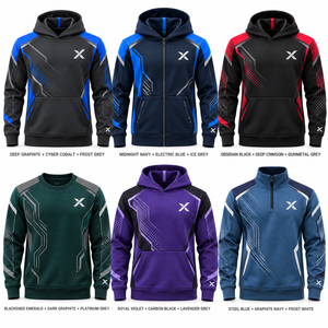 เสื้อฮู้ดดี้และเสื้อสเวตเชิ้ตผู้ชายสำหรับเล่นอีสปอร์ต |   สีน้ำเงินดำและสีที่มีการเปลี่ยนแปลง 6 แบบ |   ผู้ผลิต OEM ODM |   เอ็กซ์ สปอร์ตส์ ซิตี้ | - Product Image 5