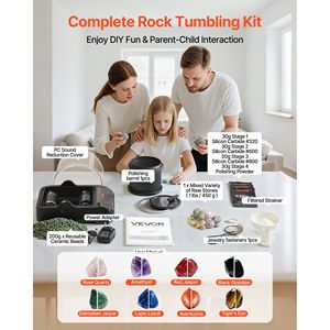 Buratto per lucidatura rocce da 2 libbre con regolazione a 4 velocità, timer da 1-9 giorni, copertura in PC per la riduzione del rumore, lucidatrice a 4 velocità per kit di lucidatura rocce - Product Image 6