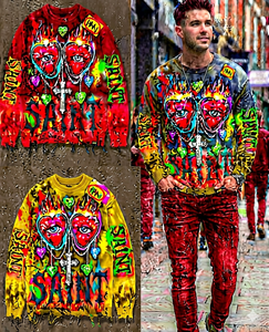 T-shirt à manches longues pour homme, grande taille, 100% coton, imprimé sur le devant, séchage rapide, respirant, design personnalisable, décontracté élégant pour adultes - Product Image 3