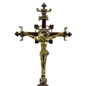Décoration Murale Religieuse de Noël Artisanale en Métal, Croix Catholique Moderne de Haute Qualité, Écologique, avec Reliques Sacrées et Biblettes, Faite à la Main - Product Image 1