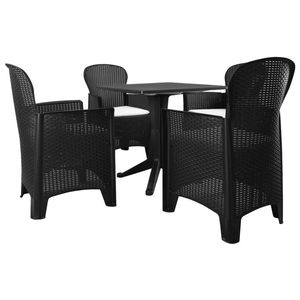 5 pezzi di plastica antracite Rattan Patio Set da pranzo mobili da esterno durevoli - Product Image 1