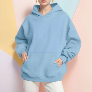 Chaqueta de lana sherpa rosa para mujer, con capucha, transpirable, estampada, de color sólido, con bolsillo canguro, para invierno - Product Image 5