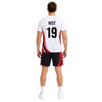 Tenue de volley-ball White Red Power Strike, tissu performant en maille polyester à séchage rapide, ensembles de maillots de match professionnels