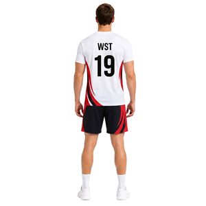 White Red <b>Power</b> Strike Volleyball Uniform Quick Dry Polyester <b>Mesh</b> Performance Fabric Professional Match Jersey Sets - Product Image 2