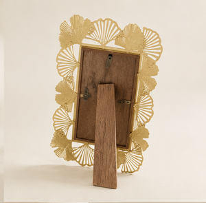 Cadre photo en métal doré de luxe nordique, motif feuille de Ginkgo ajouré, pour table, décoration botanique pour la maison, l'hôtel, le bureau, vente en gros - Product Image 3