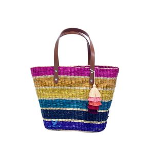Hot Selling Beach <b>Handbag</b> Handmade Seagrass Cotton Woven Tote Bag Natural Fiber <b>Boho</b> Summer Vacation Shopping Bag - Product Image 3