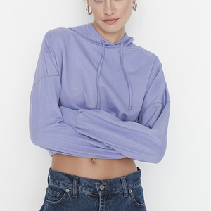 Nueva Sudadera Corta con Capucha para Mujer, a la Moda, de Invierno, con Logotipo Personalizado, al por Mayor, OEM, de Algodón y Felpa - Product Image 4