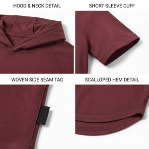 Sweat à capuche à manches courtes pour homme, tissu doux au toucher, respirant, col à capuche, couleur unie, streetwear, sweat à capuche à manches courtes personnalisé pour homme - Product Image 6