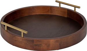 Plateau de service personnalisé en bois d'acacia et métal, design moderne et écologique, pour la décoration de la maison, présentoir à bougies décoratif - Product Image 4