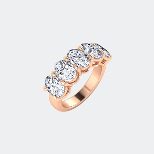 แหวนวงแหวนห้าเม็ดทรงวงรี 3.75 กะรัต ประดับเพชรแบบหนามเตย - Product Image 6