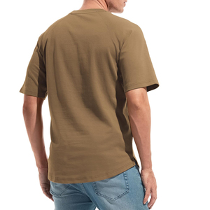 Camiseta de punto de manga corta para hombre, color caqui, cuello redondo, de secado rápido, corte regular, color sólido, informal. - Product Image 5