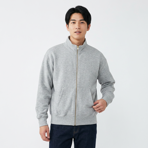 Chaqueta de Forro Polar Fino Gris para Hombre con Cierre Frontal, Logotipo, Cuello Cuadrado, Estilo Casual, Corte Holgado, para Otoño, Material de Algodón - Product Image 4