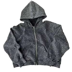 Sudadera con capucha metálica con cremallera para hombre y mujer, diseño Noche Estrellada 2026, negra, gris, azul marino, oversize, con brillo de cristal, estilo urbano, chaqueta HD - Product Image 2